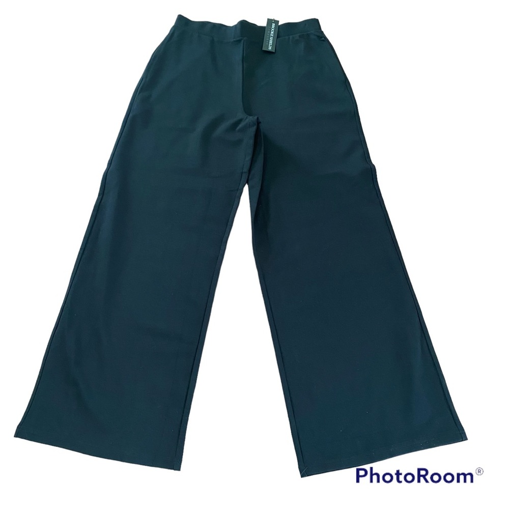 Brooke Shields Timeless Pull-on Pants W/Pockets Size M Black Wide Leg Career NWT